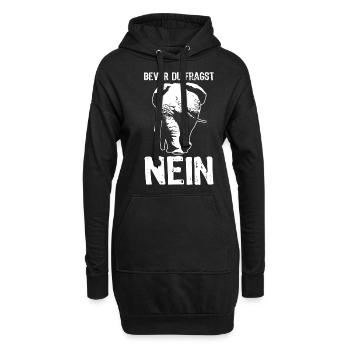 Bevor du fragst - NEIN - Elefant - Spruch - Hoodie-Kleid - Schwarz - Vorne
