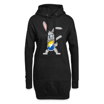 Hase tanzt DAB für Frieden in der Ukraine - Hoodie-Kleid - Schwarz - Vorne