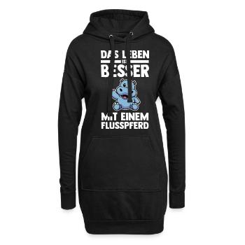 Nilpferd Flusspferd - Hoodie-Kleid - Schwarz - Vorne