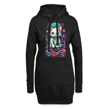 Chat Pastel Goth dans la conception de Look E-Girl - Sweat-shirt à capuche long Femme - noir - Devant