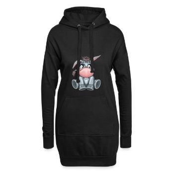 Dessin animé mignon âne animal amoureux illustration - Sweat-shirt à capuche long Femme - noir - Devant