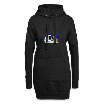 Sonnensystem Universum Sterne Alien Astronaut - Hoodie-Kleid - Schwarz - Vorne