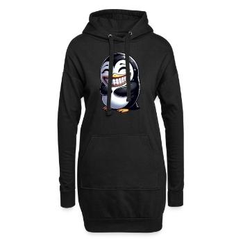 pingouin mignon montrant des dents dessin animé riant - Sweat-shirt à capuche long Femme - noir - Devant