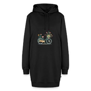 Süße Abenteuer Blumenrad Tour 10 - Hoodie-Kleid - Schwarz - Vorne - AI Model Female 172 light (172cm)