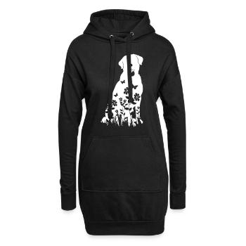 Labrador Blumenmuster Silhouette Hund Lover Geschenk - Hoodie-Kleid - Schwarz - Vorne