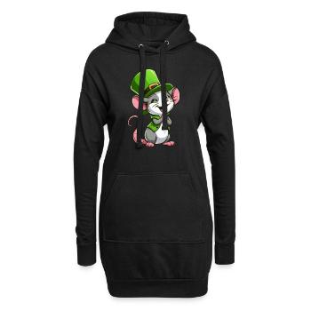 St. Patrick's Niedliche Ratte - Hoodie-Kleid - Schwarz - Vorne