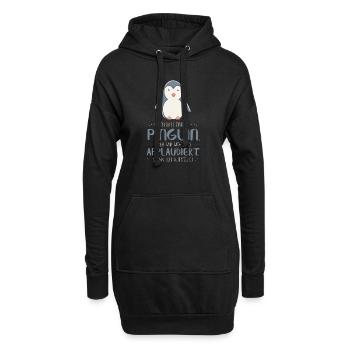 Pinguin - Hoodie-Kleid - Schwarz - Vorne