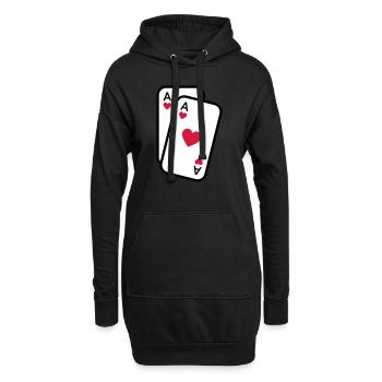 Cartes as de coeur cartes à jouer poker - Sweat-shirt à capuche long Femme - noir - Devant