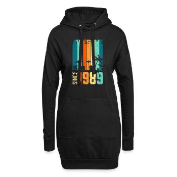 Vintage 1989 89 Anniversaire rétro Millésime cadeau - Sweat-shirt à capuche long Femme - noir - Devant