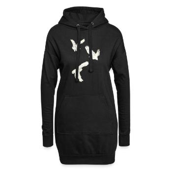 Fliegende Schneeeulen - Hoodie-Kleid - Schwarz - Vorne
