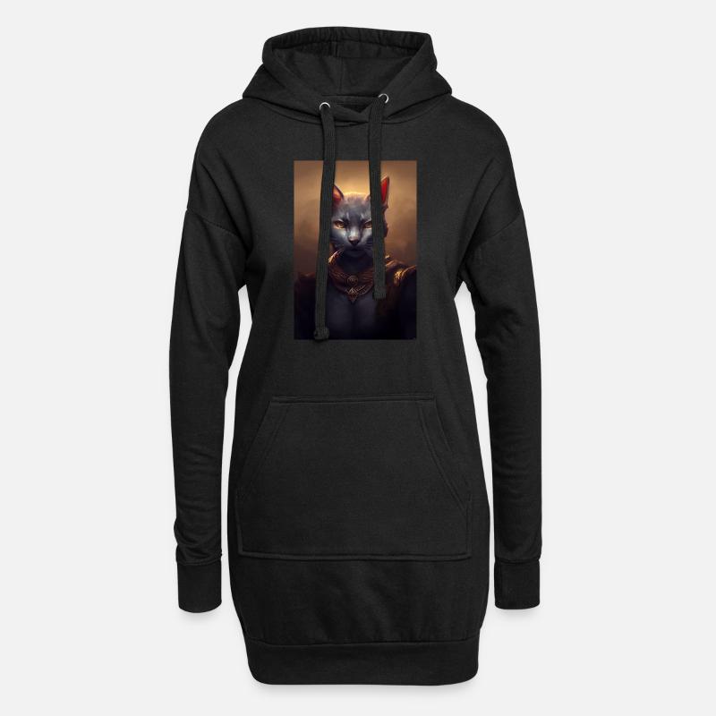 Warrior Cat - Hoodie-Kleid - Schwarz