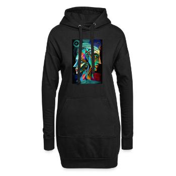 Métamorohose de deux visages individuels - Sweat-shirt à capuche long Femme - noir - Devant