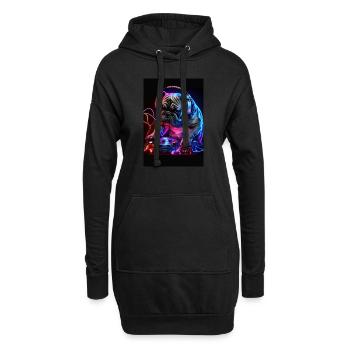 Bulldog DJ Chien DJ - Sweat-shirt à capuche long Femme - noir - Devant