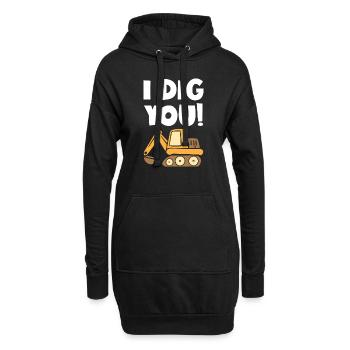 Je te creuse excavatrice - Sweat-shirt à capuche long Femme - noir - Devant