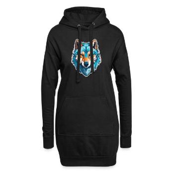 Wolf Kostüm blauer Wolfskopf Werwolf und - Hoodie-Kleid - Schwarz - Vorne