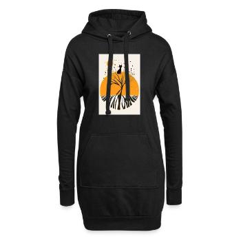 Katzen-Porträt - Hoodie-Kleid - Schwarz - Vorne