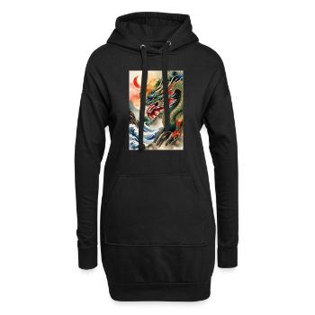Année du Dragon II - Sweat-shirt à capuche long Femme - noir - Devant