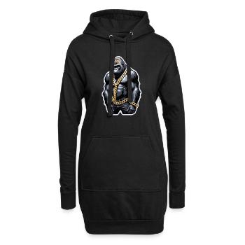 Gorilla mit Goldkette - Hoodie-Kleid - Schwarz - Vorne