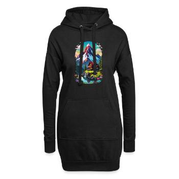 Berg Natur Wandern Klettern See - Hoodie-Kleid - Schwarz - Vorne