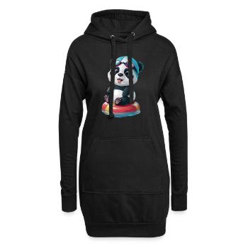 Pandas Schwimmabenteuer! - Hoodie-Kleid - Schwarz - Vorne