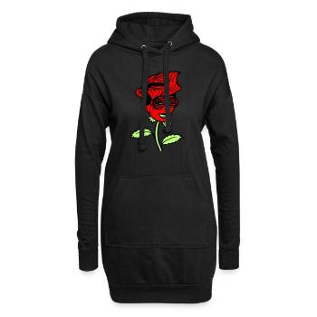Femme DJ Rose Fleur Joli Visage Féminin - Sweat-shirt à capuche long Femme - noir - Devant