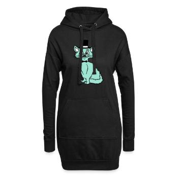 Sir Cat Gentleman Chapeau haut de forme Monocle Rich Gentleman - Sweat-shirt à capuche long Femme - noir - Devant
