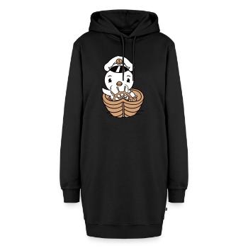 Petit oiseau canard bateau capitaine Drôle Mignon Mignon - Sweat-shirt à capuche long Femme - noir - Devant