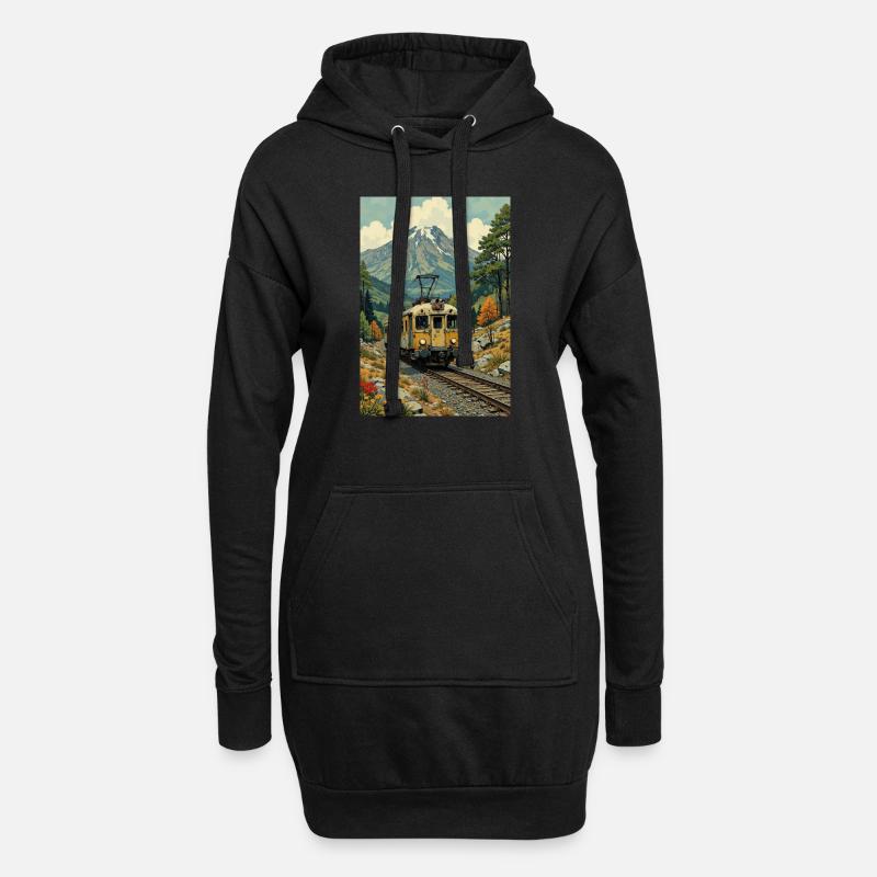Retro Zug Bild - Hoodie-Kleid - Schwarz
