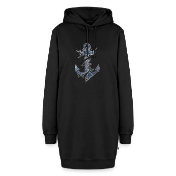 Kosmischer Anker - Weiße Kontur - Hoodie-Kleid - Schwarz - Vorne