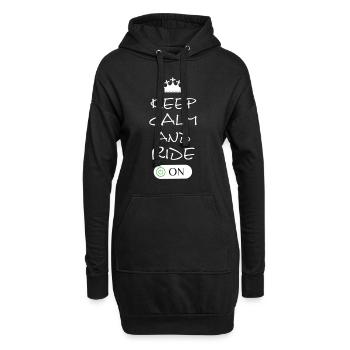 Keep Calm and Ride On - Hoodie-Kleid - Schwarz - Vorne