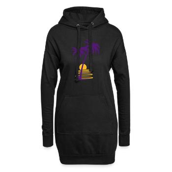 Palmen mit Sonne - Hoodie-Kleid - Schwarz - Vorne