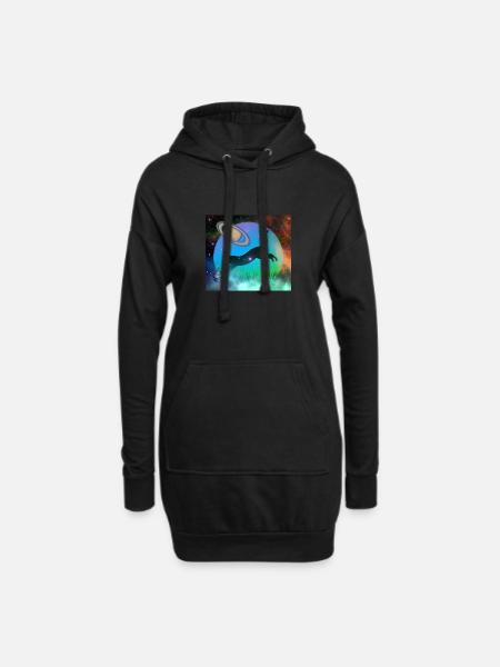 Galaktische kosmische Weltraumkatze - Hoodie-Kleid - Schwarz