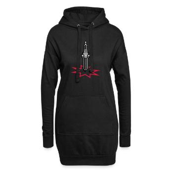 Une bougie d'allumage avec une étincelle - Sweat-shirt à capuche long Femme - noir - Devant