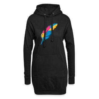 bunte Feder - Hoodie-Kleid - Schwarz - Vorne
