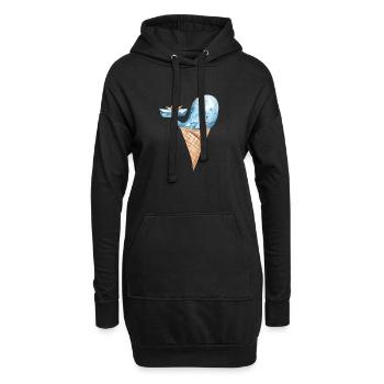 Baleine de glace avec design océanique fantasy de navire - Sweat-shirt à capuche long Femme - noir - Devant
