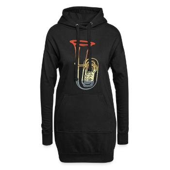 Dessin de tuba vintage - Sweat-shirt à capuche long Femme - noir - Devant