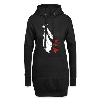 Weißer japanischer Geist - Hoodie-Kleid - Schwarz - Vorne