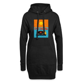 Vintage Plattenspieler unter Sonne - Hoodie-Kleid - Schwarz - Vorne