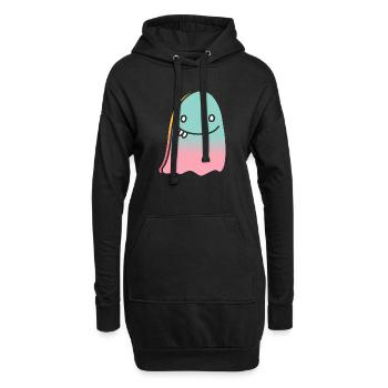Ghost doodle gradient - Hoodie Dress - black - Front
