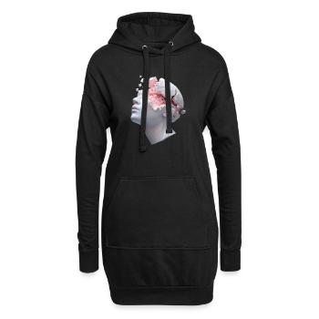 Zerfallender Kopf, innere Gedanken als Trümmer - Hoodie-Kleid - Schwarz - Vorne