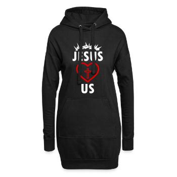 JÉSUS NOUS AIME - Sweat-shirt à capuche long Femme - noir - Devant