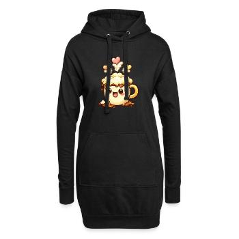 Kaffeelächeln Latte Mug Herz - Hoodie-Kleid - Schwarz - Vorne