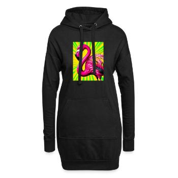Flamant - Sweat-shirt à capuche long Femme - noir - Devant