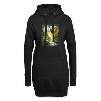 Howling to the Moon Meme Tier Hund Labrador - Hoodie-Kleid - Schwarz - Vorne
