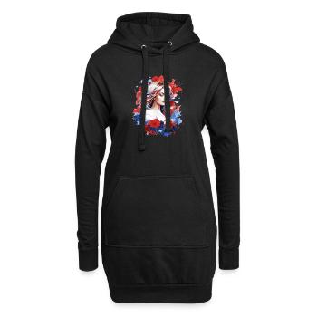 Tee shirt France - Sweat-shirt à capuche long Femme - noir - Devant