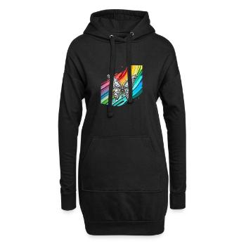 Steampunk Schmetterling mit Regenbogen Hintergrund - Hoodie-Kleid - Schwarz - Vorne