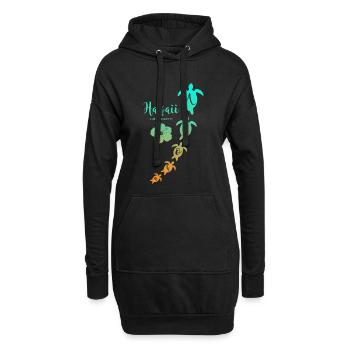 Aloha Schildkröten Hawaii Surfing Paradise - Hoodie-Kleid - Schwarz - Vorne