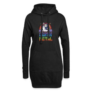 Death Metal & Einhorn Regenbogen - Hoodie-Kleid - Schwarz - Vorne