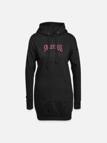 Sweetness Curve Pink Typography - Hoodie Dress - black