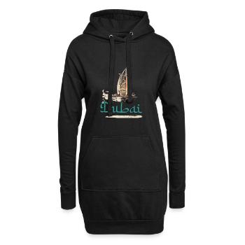Illustration Burj Al-Arab Hotel, Ikone von Dubai - Hoodie-Kleid - Schwarz - Vorne